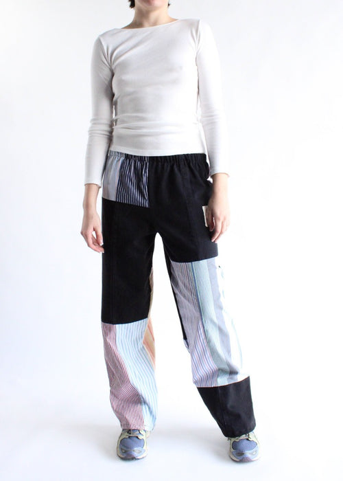 RCYCLD Black Denim x Stripes Pants