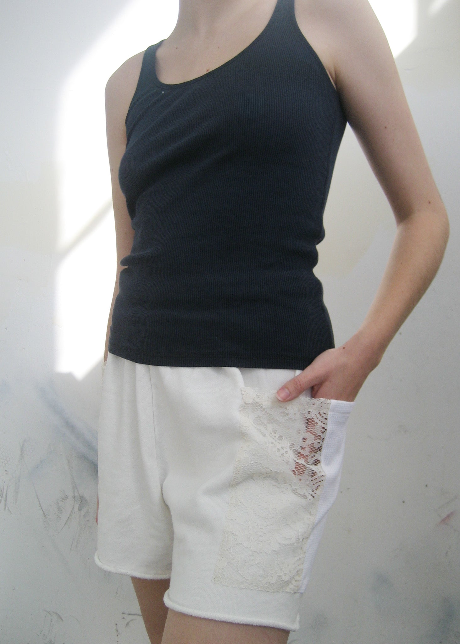 RCYCLD Sweat Short with Lace and Thermal Pocket