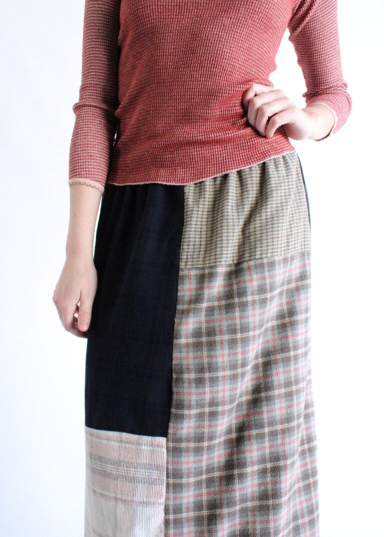 RCYCLD Flannel Pieced Maxi Skirt