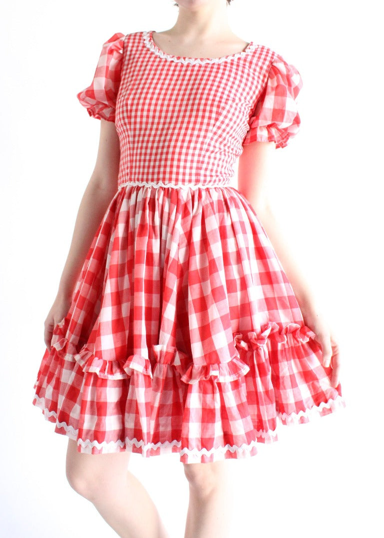 Vintage Gingham Mini Dress D0100
