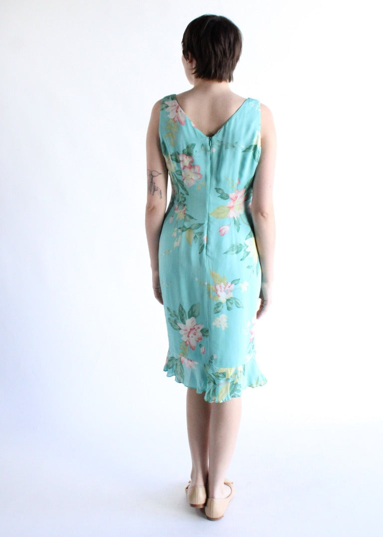 Vintage Floral Midi Dress D0067
