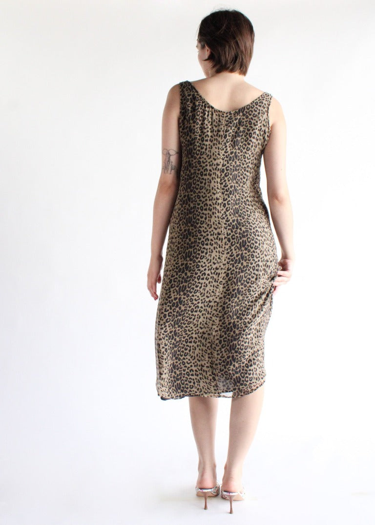 Vintage Leopard Print Dress D0584
