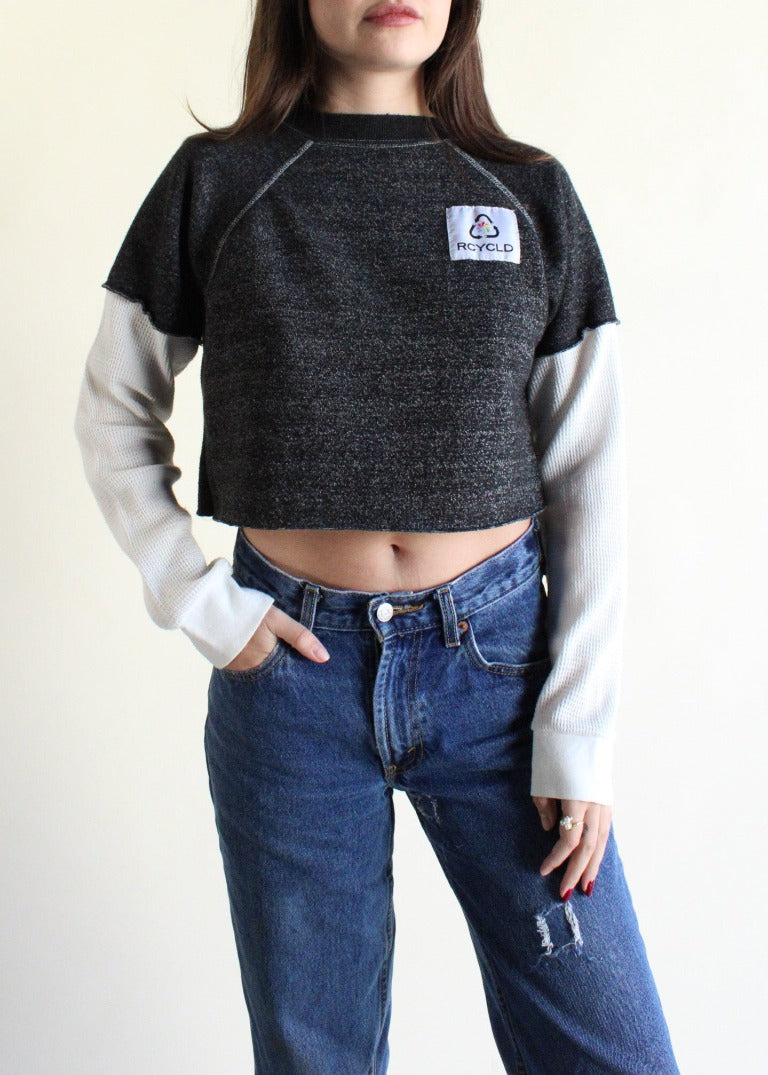 RCYCLD Thermal Sleeve Crop Sweatshirt