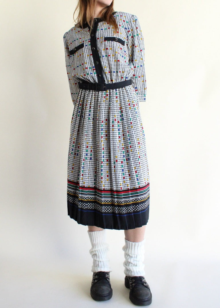 Vintage Houndstooth Dress D0346