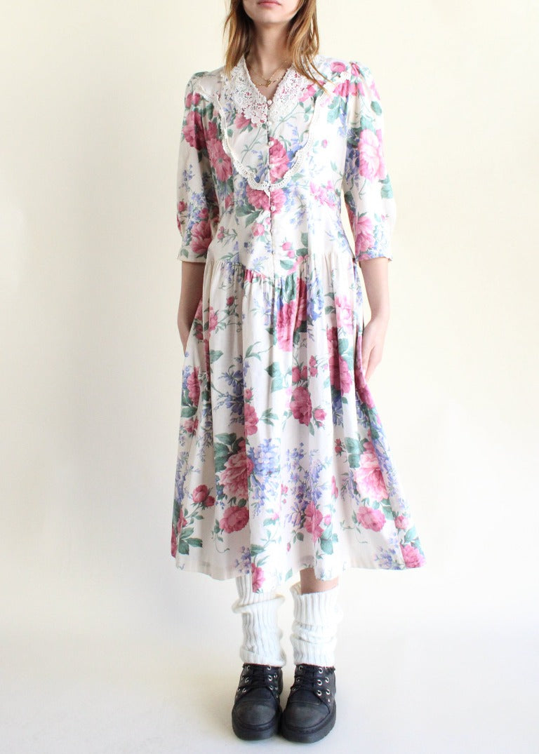 Vintage Floral Dress D0519