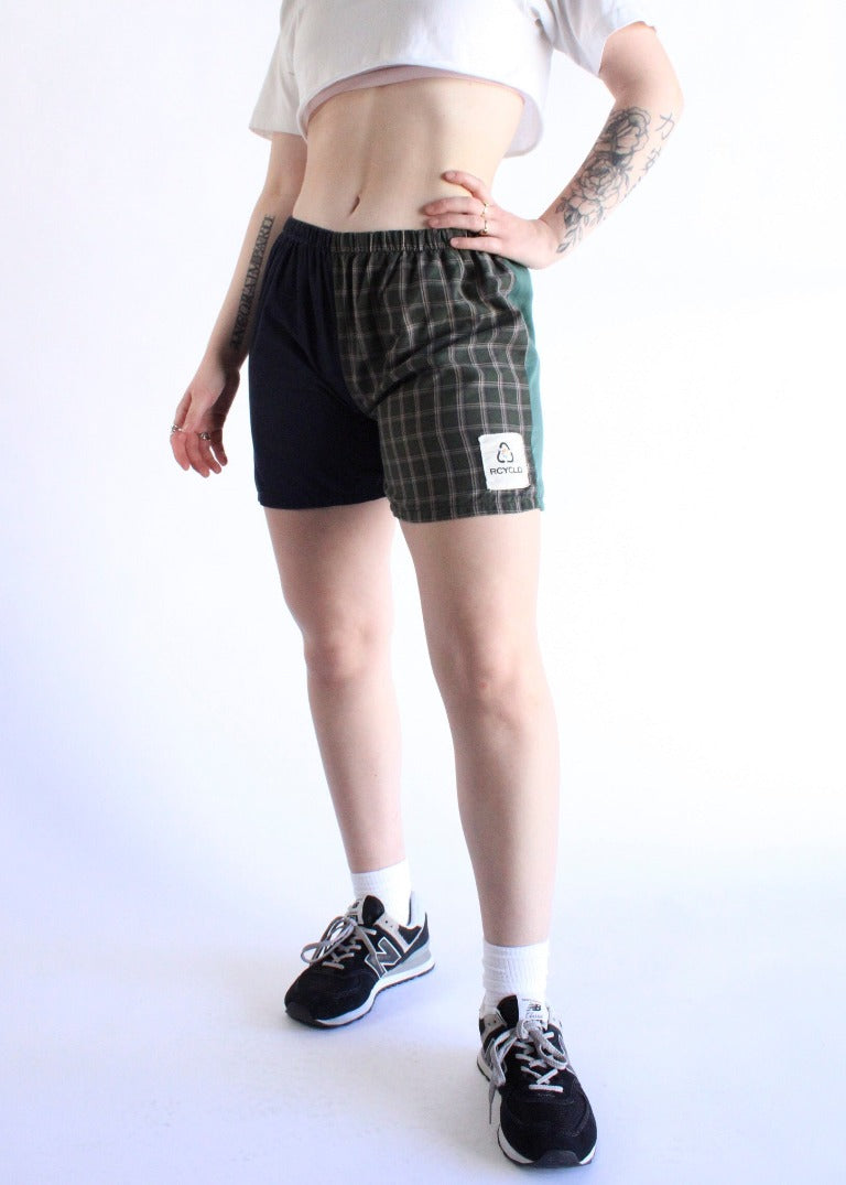RCYCLD Mix Shirting Pieced Shorts