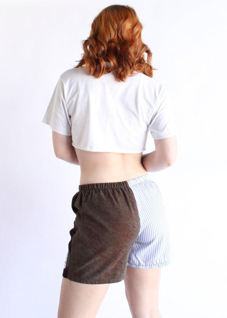 RCYCLD Mix Shirting Pieced Shorts
