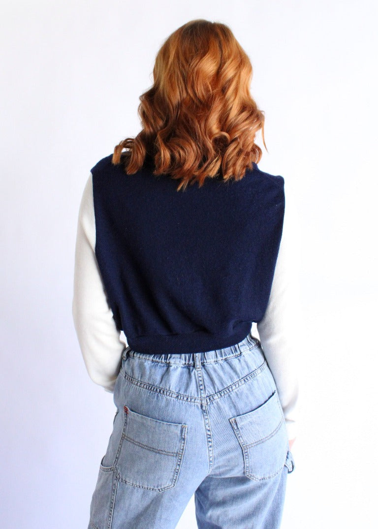 RCYCLD Switch Sleeve Crop V Sweater