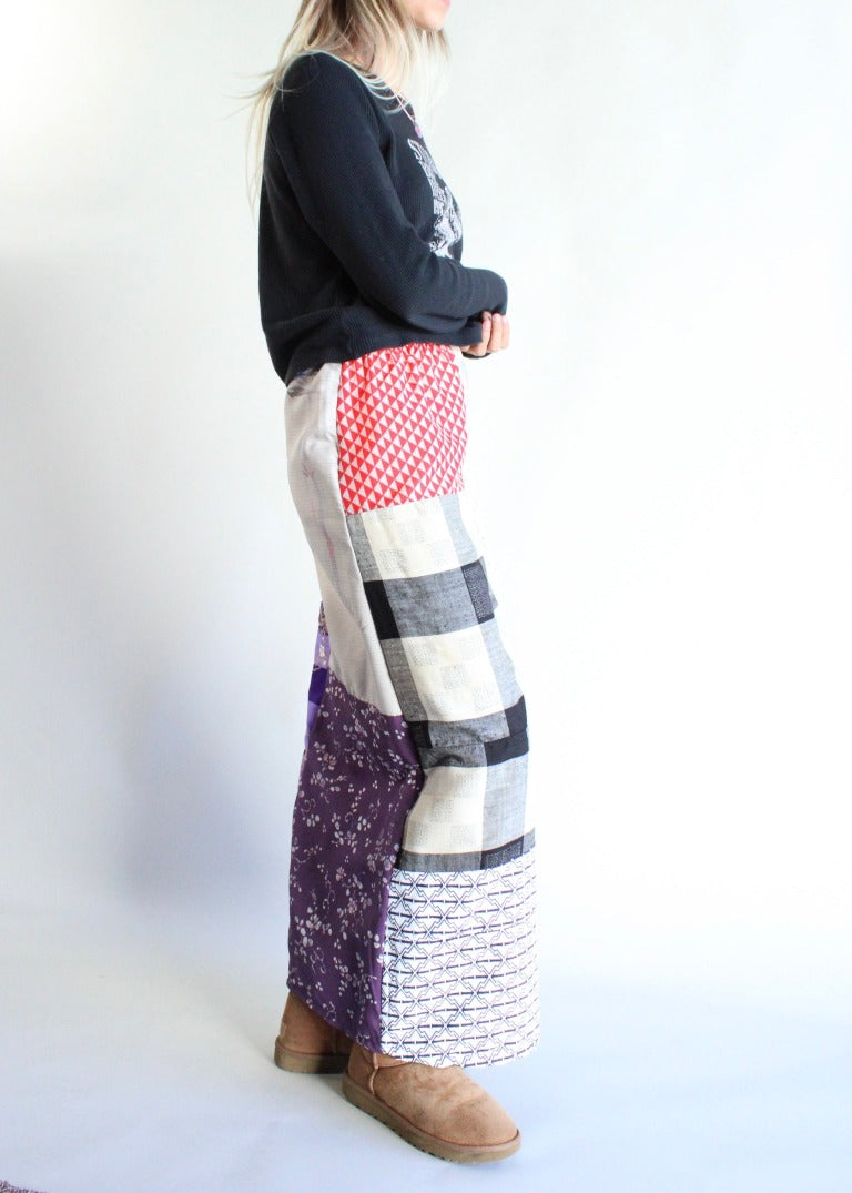 RCYCLD Pieced Kimono Maxi Skirt