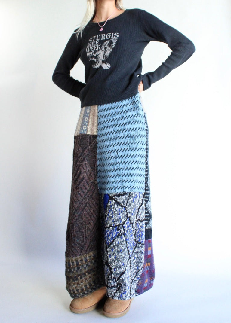 RCYCLD Knit Sweater Pieced Maxi Skirt