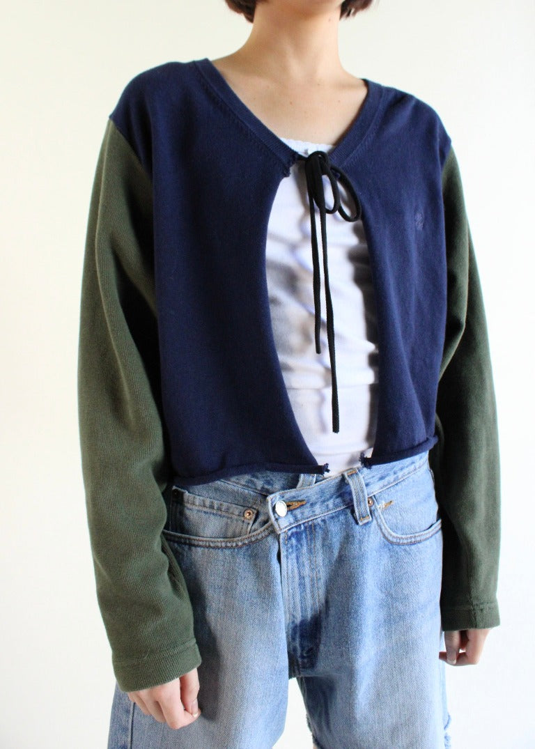 RCYCLD Switch Sleeve Tie Front Cardigan