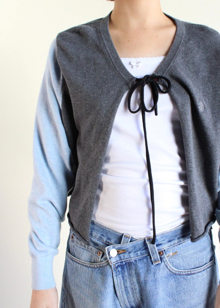 RCYCLD Switch Sleeve Tie Front Cardigan