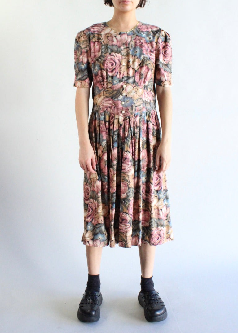 Vintage Floral Dress D0107