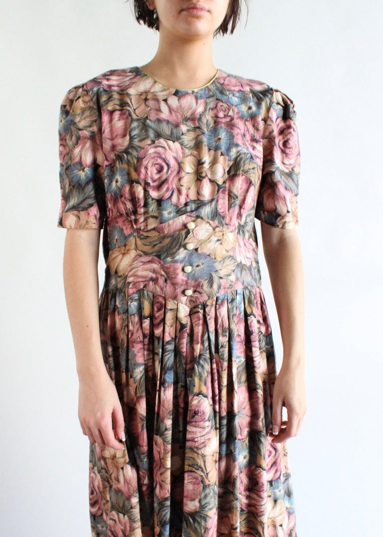 Vintage Floral Dress D0107