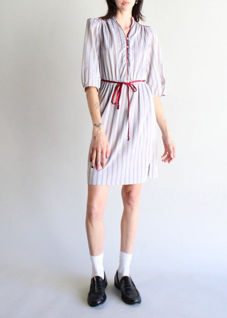 Vintage Jackie-O Striped Midi Dress D0076