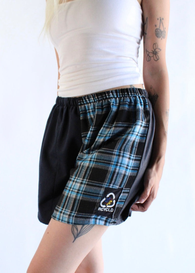 RCYCLD Flannel x Pinstripe Combo Shorts