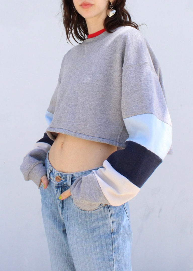 RCYCLD Tri Sleeve Crop Sweatshirt