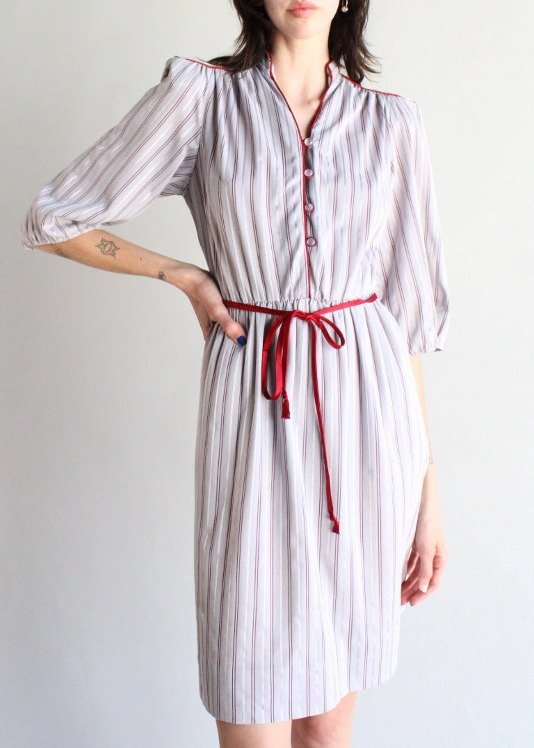 Vintage Jackie-O Striped Midi Dress D0076